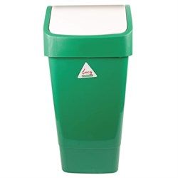 Swing Bin Plastic 50Ltr Green c/w Wht Lid L30032