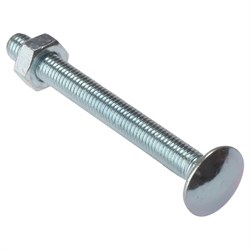 Hex Bolt Cup Sq c/w Nut BZP M10 x 100mm (Bag10)