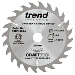 Sawblade Circ TCT 150mm 24T CSB/15024 Trend