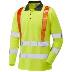 Leo Workwear P07 Bickleton Hi-Vis Long Sleeve Polo Shirt