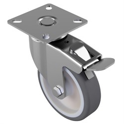 Castor 100mm Grey Rubber S/B F/P V32V100TRPP02