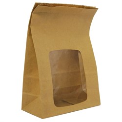 Bloomer Bag Kraft Window F/L 6x3x9