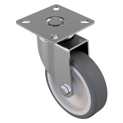 Castor 100mm Grey Rubber Swivel F/P Varley