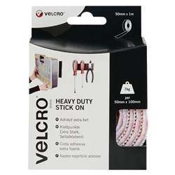 Tape Velcro Stick On Wht HD 50mm x 1Mtr EC60242