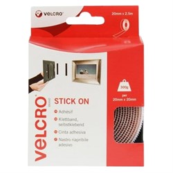 Tape Velcro Stick On White 20mmx2.5Mt EC60214