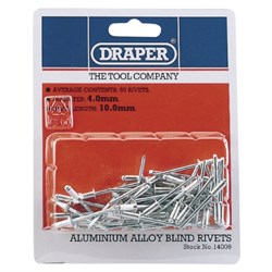 Pop Rivet Alu 4 x 10mm (Pkt50) 14009 Draper