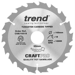 Sawblade Circ TCT 165mm 18T CSB/16518 Trend