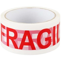 Tape Vinyl 'FRAGILE' White/Red 50mm x 66Mtr