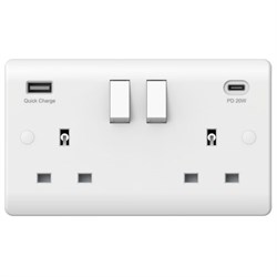 Double Socket Switched 2 Gang with USB A+C 355831