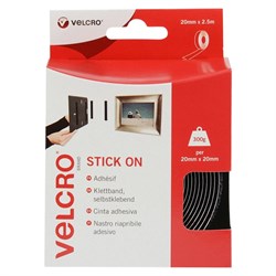 Tape Velcro Stick On Black 20mmx2.5Mt EC60215