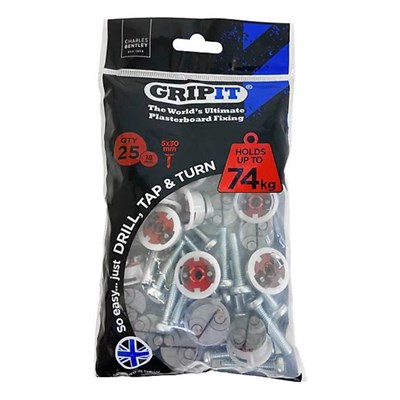 Plasterboard Fixing 18mm Red Pkt25 152-2525 Grip