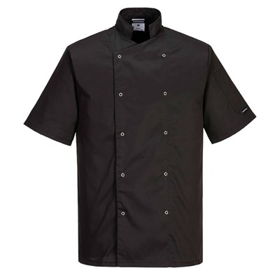 Chefs Jacket Stud Small S/Sleeve Black C733/HO10