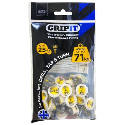 Plasterboard Fixing 15mm Yell Pkt25 152-2525 Grip