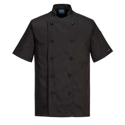 Chefs Jacket Small Black S/Sl Button Kent C734