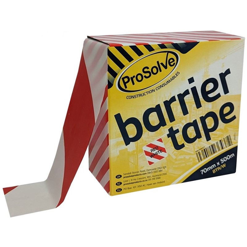 Tape Hazard Red/White 70mm x 500Mtr BTR/W