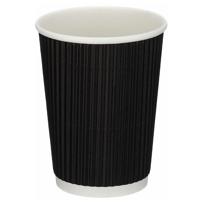 Cup Hot Drink 12oz (500) Black Ripple D02033