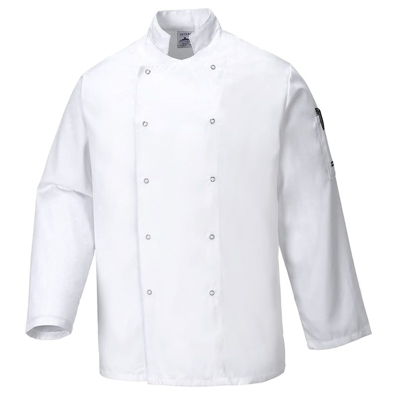Chefs Jacket Stud XL L/Sleeve White HO11/C833