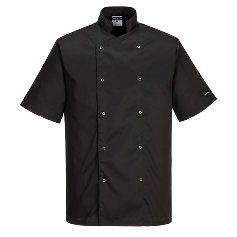 Chefs Jacket Stud Small S/Sleeve Black C733/HO10