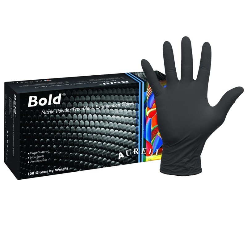 Glove Black Nitrile Disp P/F Bold  XXL 10.5 (100)