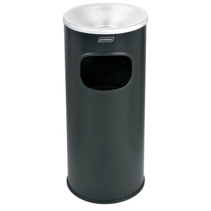Ash Litter Bin Black c/w Silver Top  AT-2030-BLA