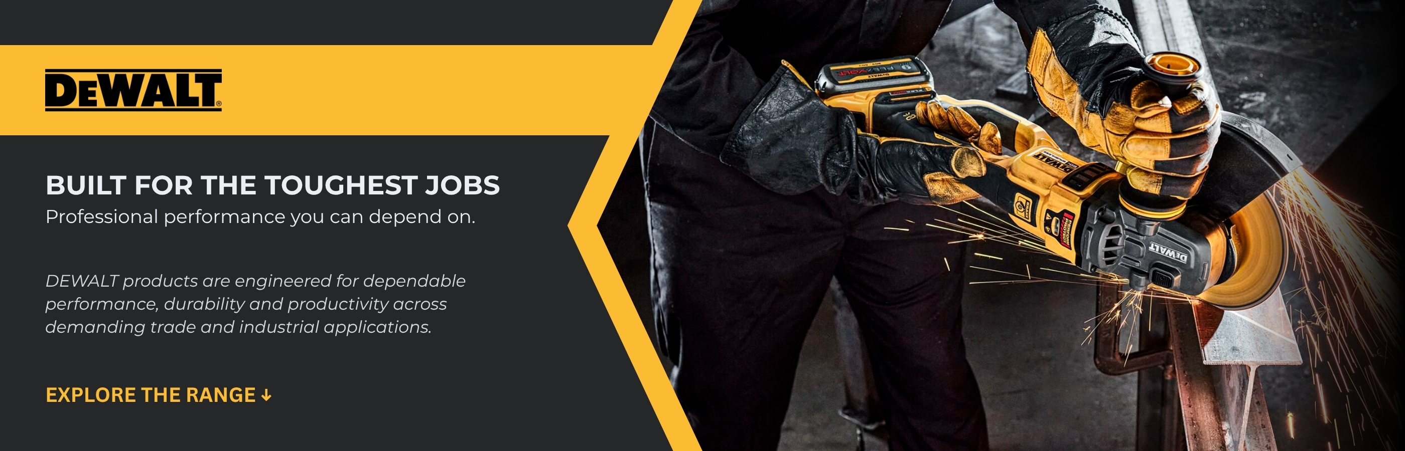DeWALT power tool in use - built for the toughest jobs